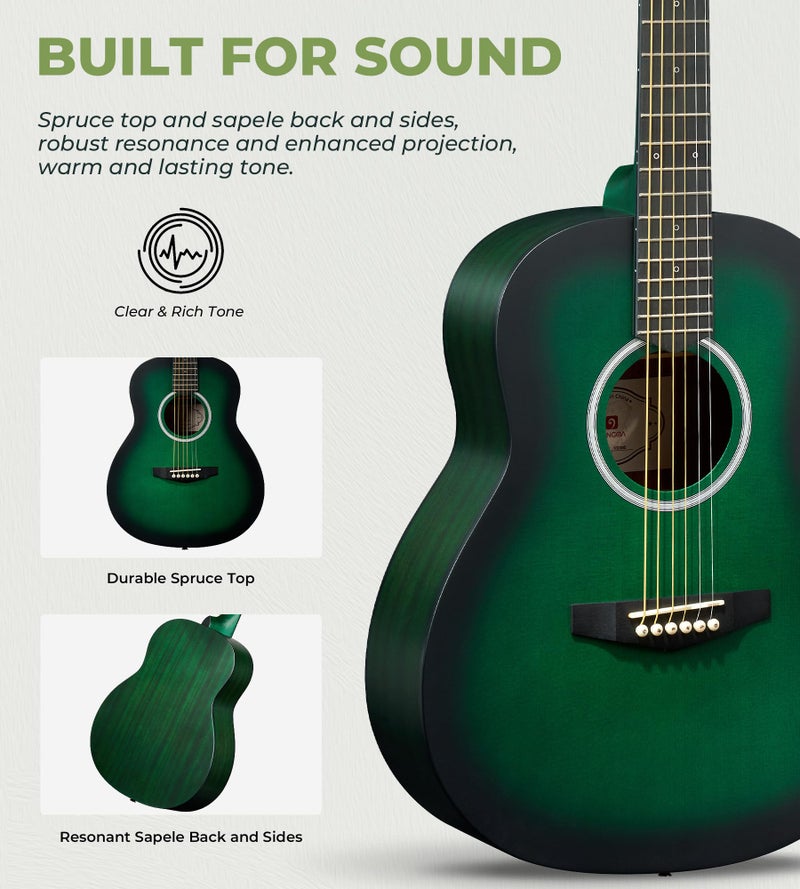 Vangoa 3/4 Acoustic Guitar Kit, 36 Inch Acustica Guitarra Dreadnought Bundle for Beginner Adult Youth Travel With Steel String Spruce Wood Gig Bag Tuner Pickguard, Right Hand - Image 4